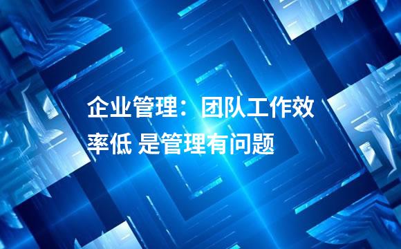 企业管理：团队工作效率低 是管理有问题